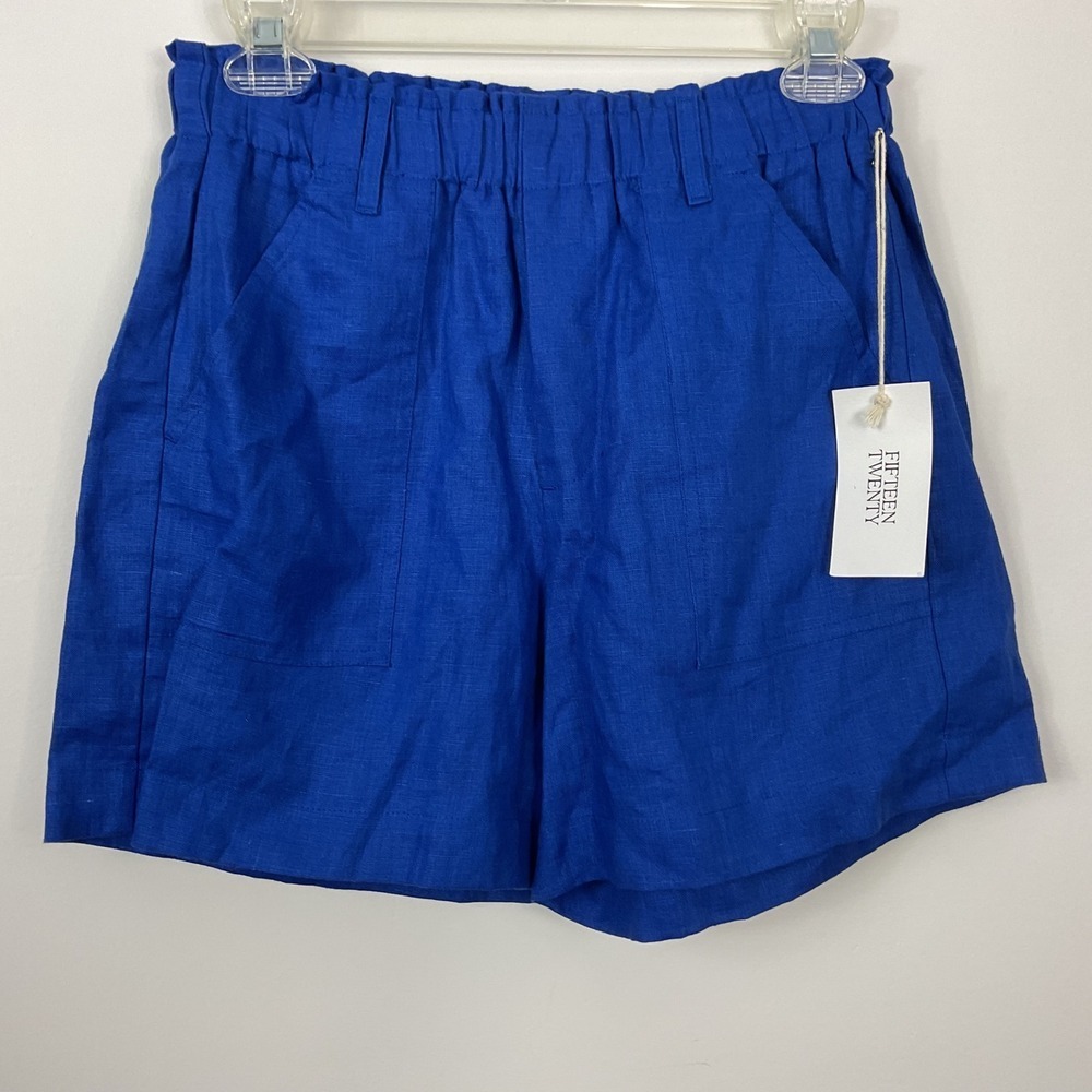 Fifteen Twenty Womens Becca Linen Shorts Blue Sz S